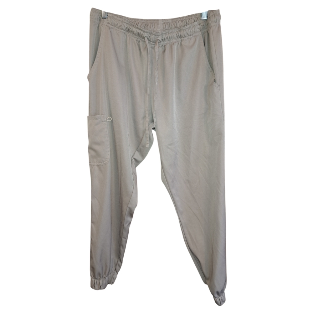 Medichic Womens Scrub Pants XL Solid‎ 5 Pockets Drawstring Mid Rise Beige